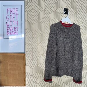 Rachel Zoe Charcoal Sweater with Red Trim